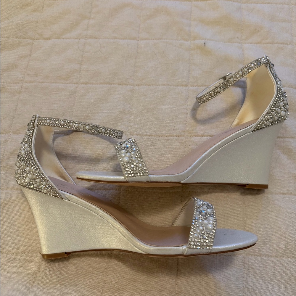Elegant White Wedge Sandals